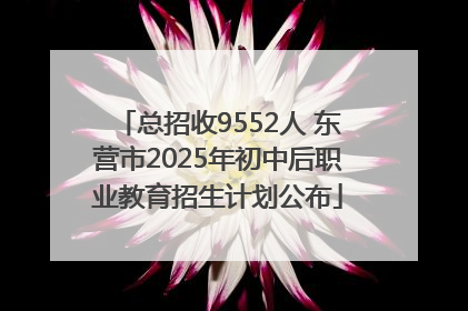 总招收9552人 东营市2025年初中后职业教育招生计划公布